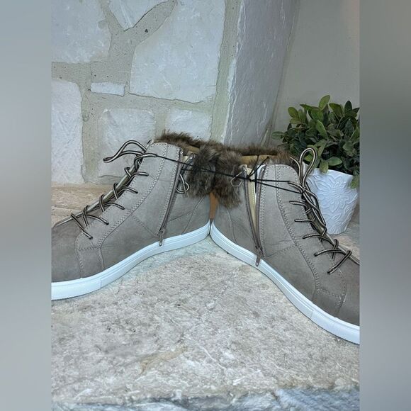 Pop taupe “impressive” faux fur trim booties sz 11 - Picture 4 of 7